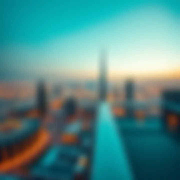 Panoramic view from the terrace of the Al Goze Building overlooking Dubai's skyline