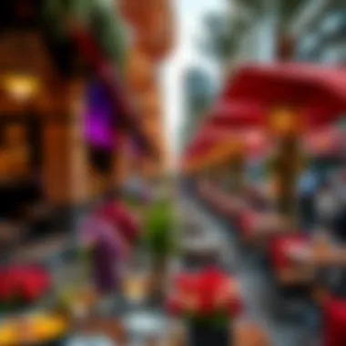 Vibrant outdoor dining scene at Dubai Hilton Walk
