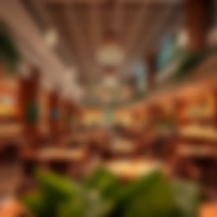 Vibrant dining area with various cuisine options