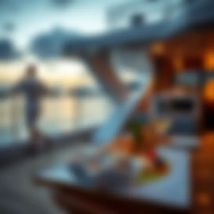 Delicious gourmet meal served on a yacht