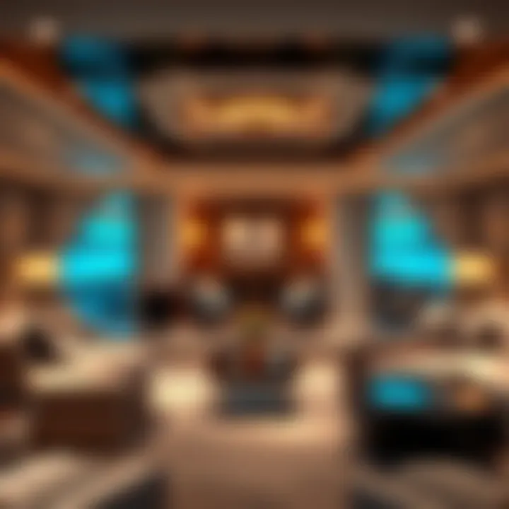 Luxurious interiors of a private yacht