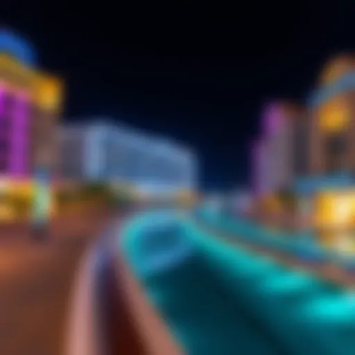 Stunning view of JBR Walk illuminated at night