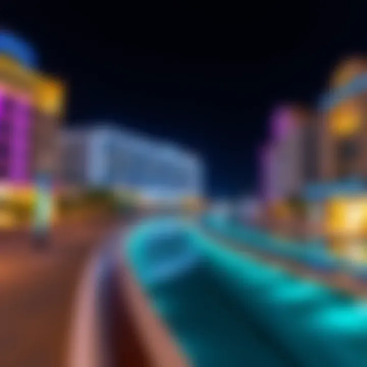 Stunning view of JBR Walk illuminated at night