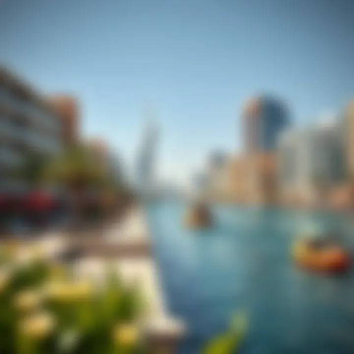 Scenic waterfront area in RAK Central with recreational activities