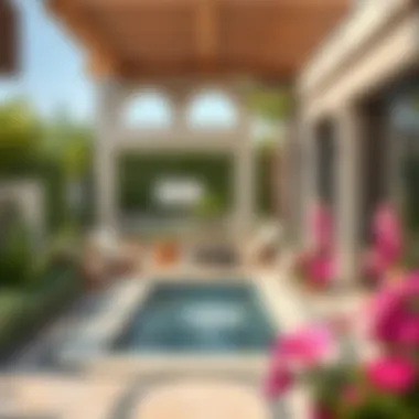 Aesthetic Delight: Water Feature and Native Flora in Backyard Design Artfully designed outdoor space with a water feature and native plants