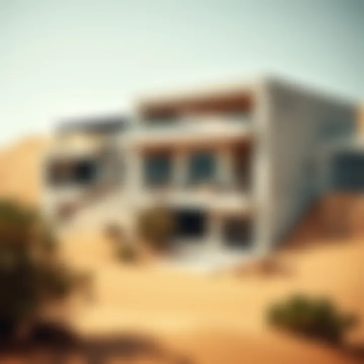 Modern architecture integrated into desert surroundings