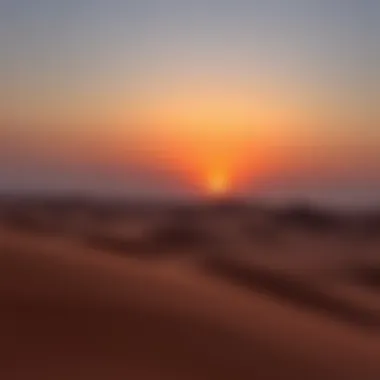 Vast Desert Landscape at Sunset Vast desert landscape of Dubai showcasing dunes at sunset