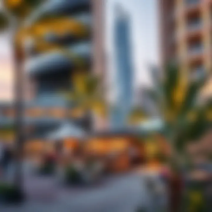 Community spaces around Sheikha Noora Tower promoting social interaction