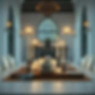 Minimalist Ramadan table arrangement with candles and stoneware