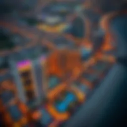Aerial view of the Golden Mile showcasing luxury buildings and vibrant community spaces