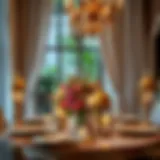 Elegant Ramadan table setting with lanterns and floral arrangements
