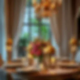 Elegant Ramadan table setting with lanterns and floral arrangements